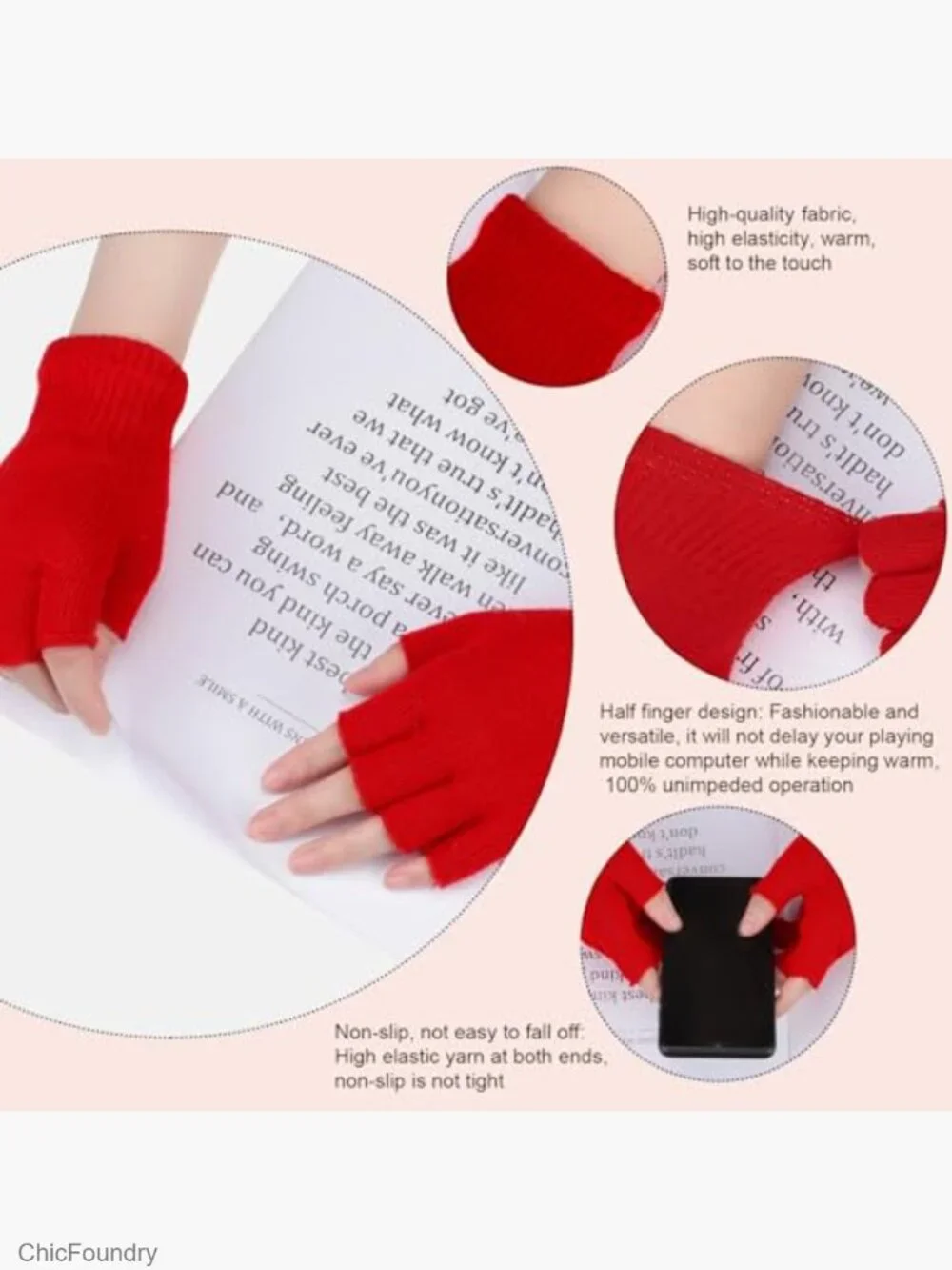4 Pairs Fingerless Gloves Half Mittens Winter Knitted for Kids